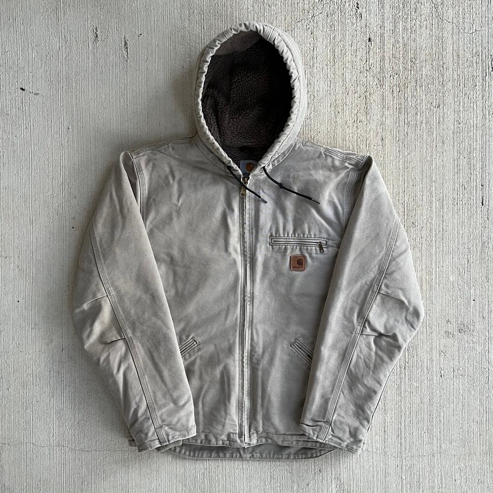 Carhartt J141 light brown hooded work wear jacket